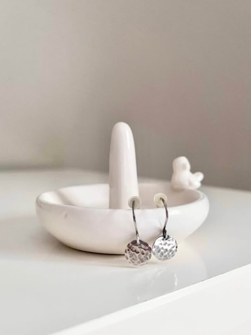 Sterling Silver Hammered Disc Minimalist Earrings